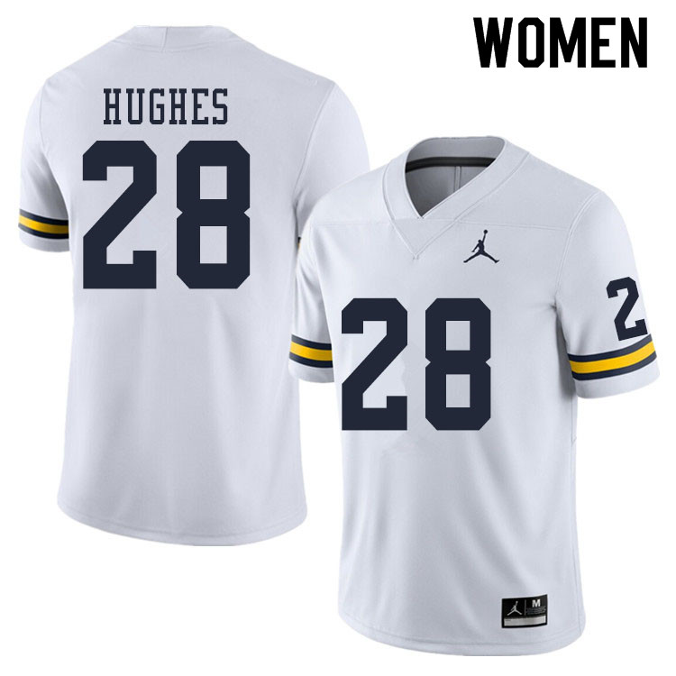 Women #28 Danny Hughes Michigan Wolverines College Football Jerseys Sale-White